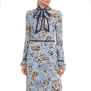 Floral-Print Tie-Neck Maxi Dress